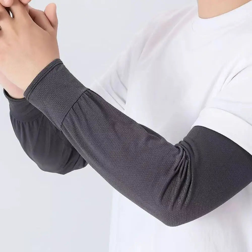 Durable UV Protection Sunscreen Ice Sleeves Loose Breathable Wear-resistant Outdoor Work Arm Warmers Men's Arm Sleeves Summer Oasis Select dark grey