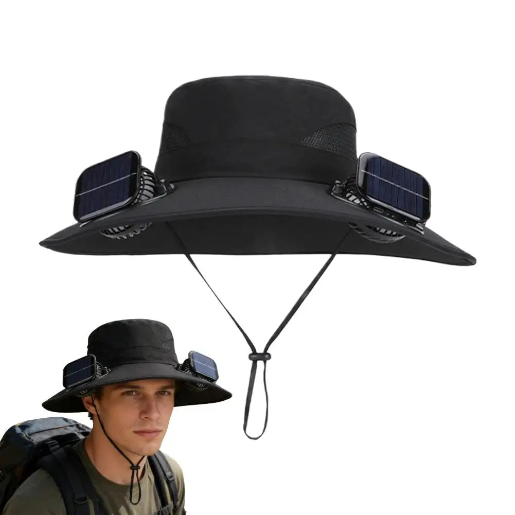 Solar Fan Hat – Wide Brim UV Protection & 3-Speed Cooling