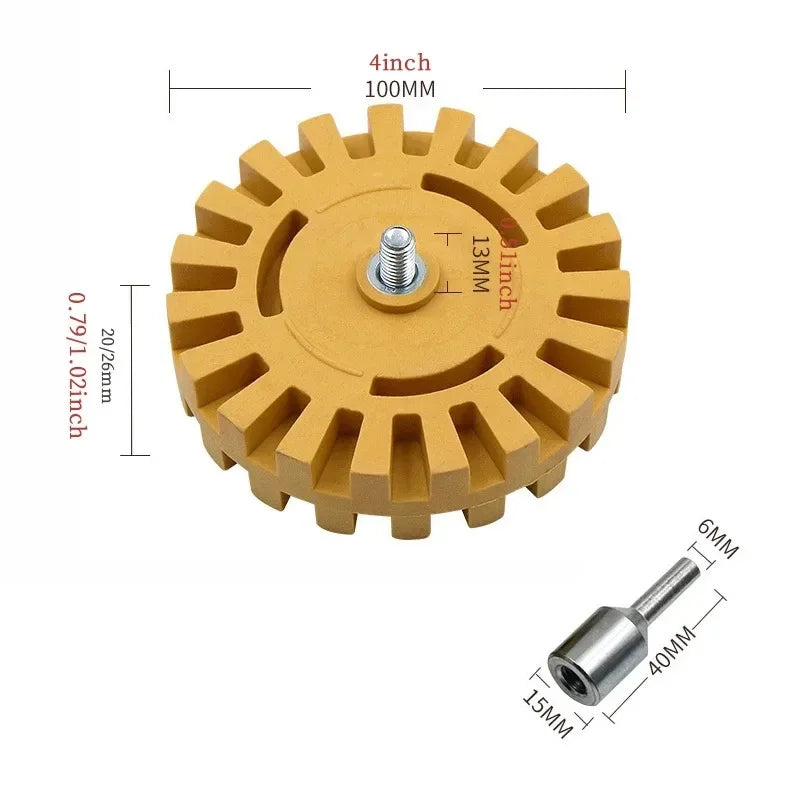 100mm 4 Inch Car Eraser Wheel Smooth Power Drill Adapter Decal Removal Paint Repair Rubber Effective Practical Quick Pinstripe Oasis Select