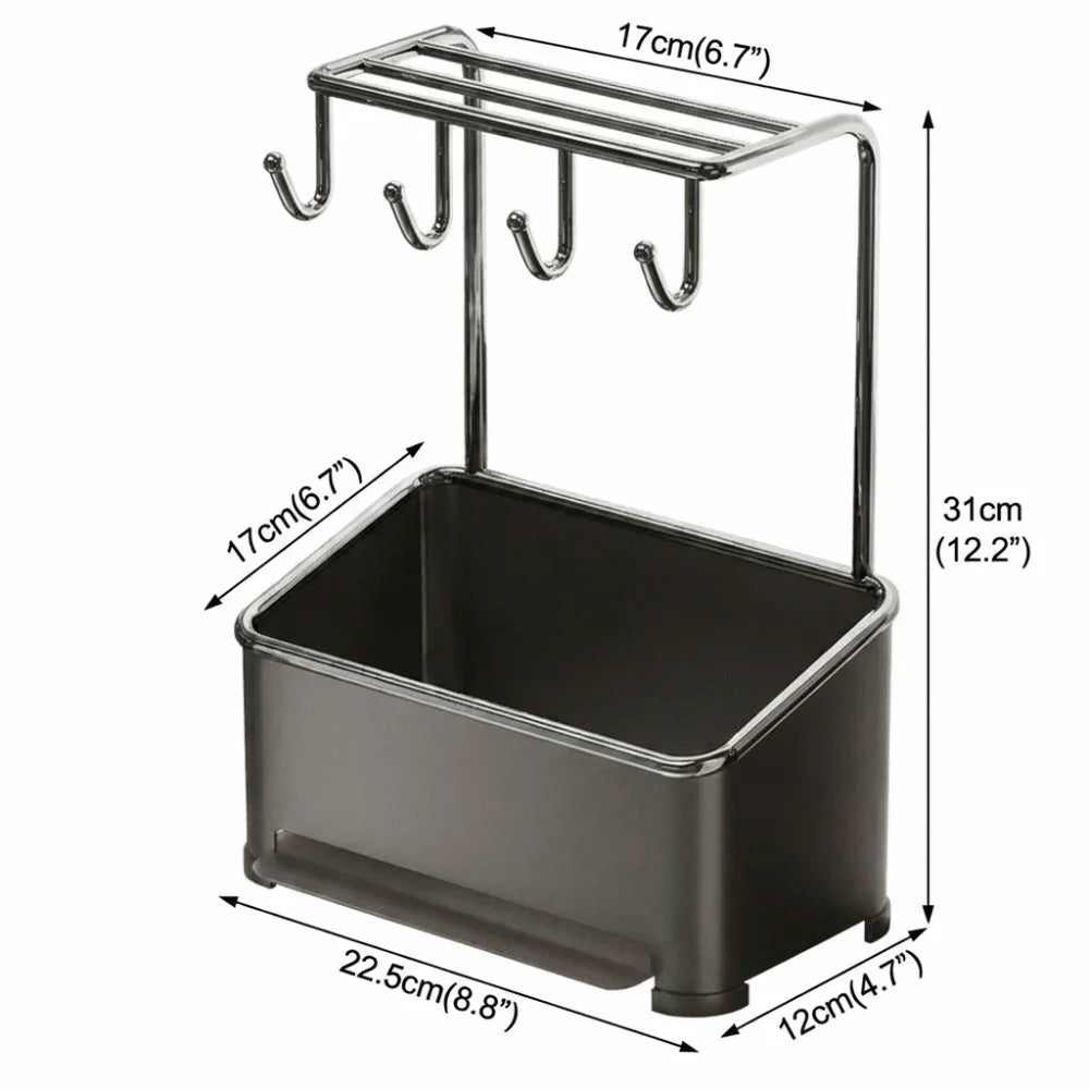Gunmetal Gray Stainless Steel Kitchen Sink Organizer Rack