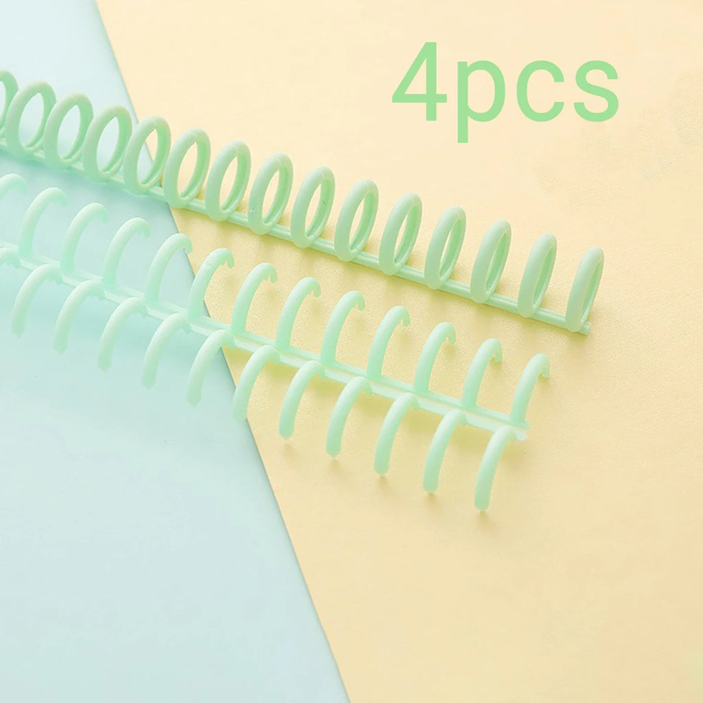 1-4pcs plastic 30-hole binder spine, can be cut, can hold up to 85 sheets of paper, DIY paper notebook album. Oasis Select 4Pcs green
