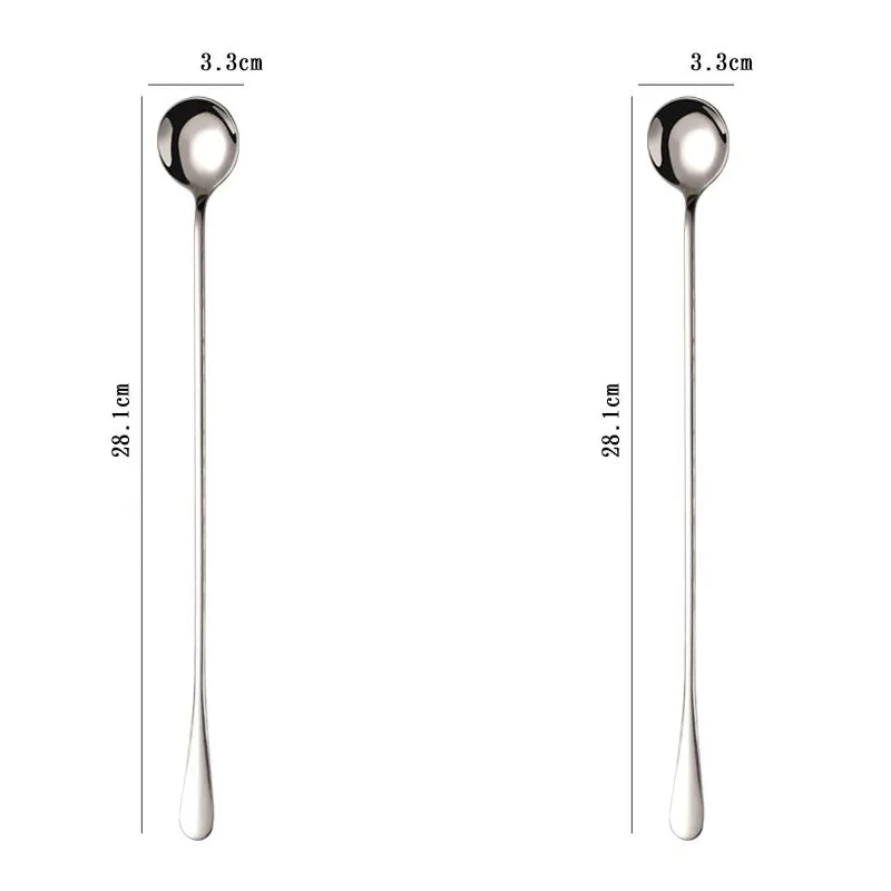 2pcs 30CM Long-handled Stainless Steel Coffee Spoon, Ice Cream Spoons Tea Stirring Spoon Holiday Kitchen Tableware Gift Oasis Select Ice-scoop-2PCS