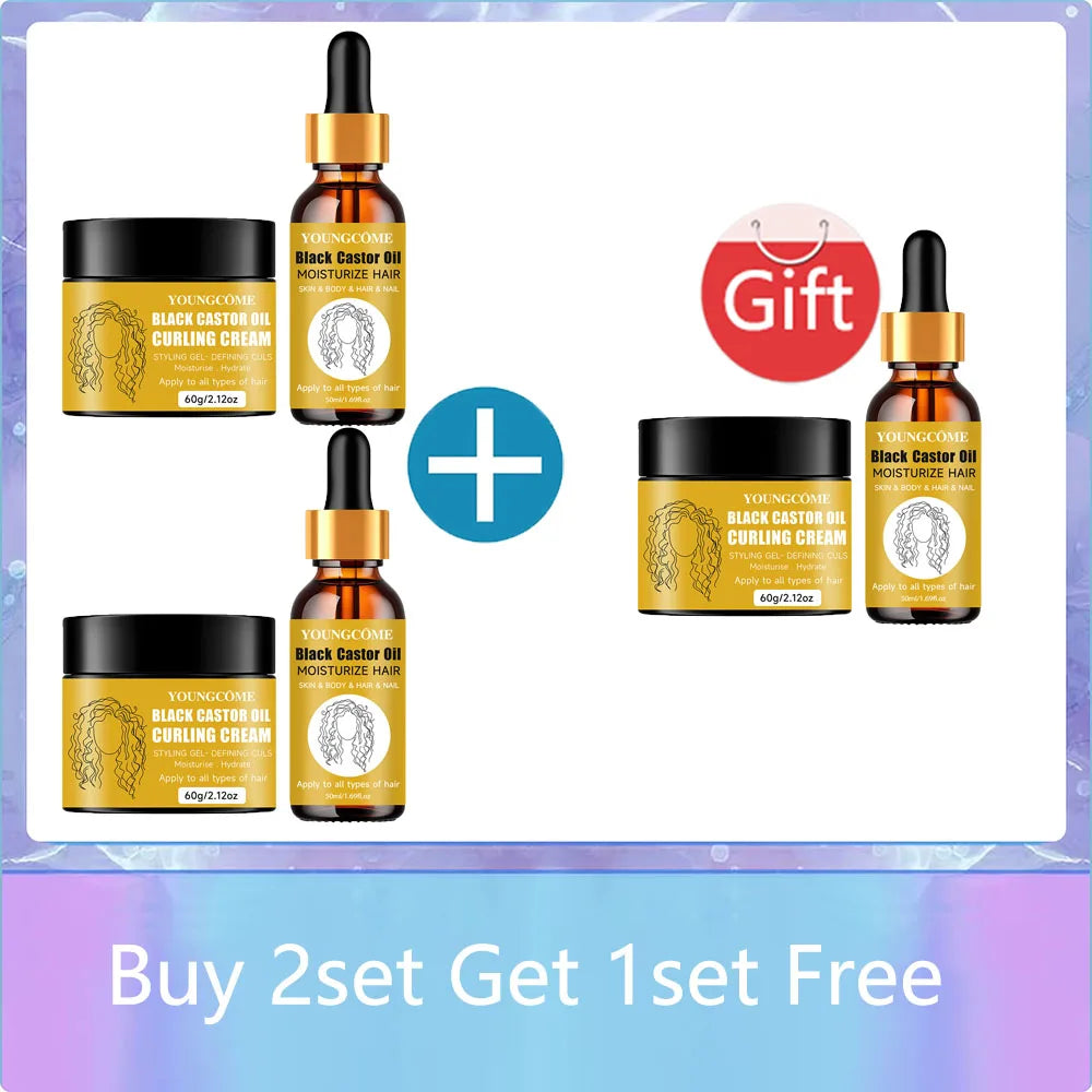Jamaican Black Castor Oil & Curling Cream Duo | Hair Growth Hair Growth Oil Oasis Select Hair Film Oil -Set C
