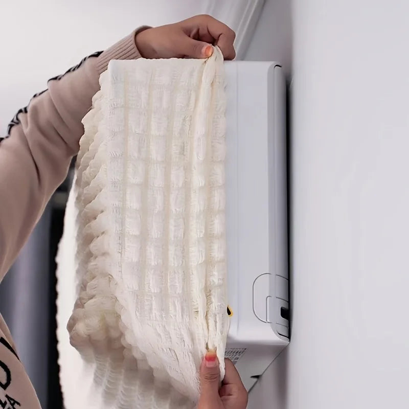 1pc All-Inclusive Wall Air Conditioner Dust Cover Washable Checkered Elastic Fabric Air Conditioner Cover Wear-Resistant Home Oasis Select