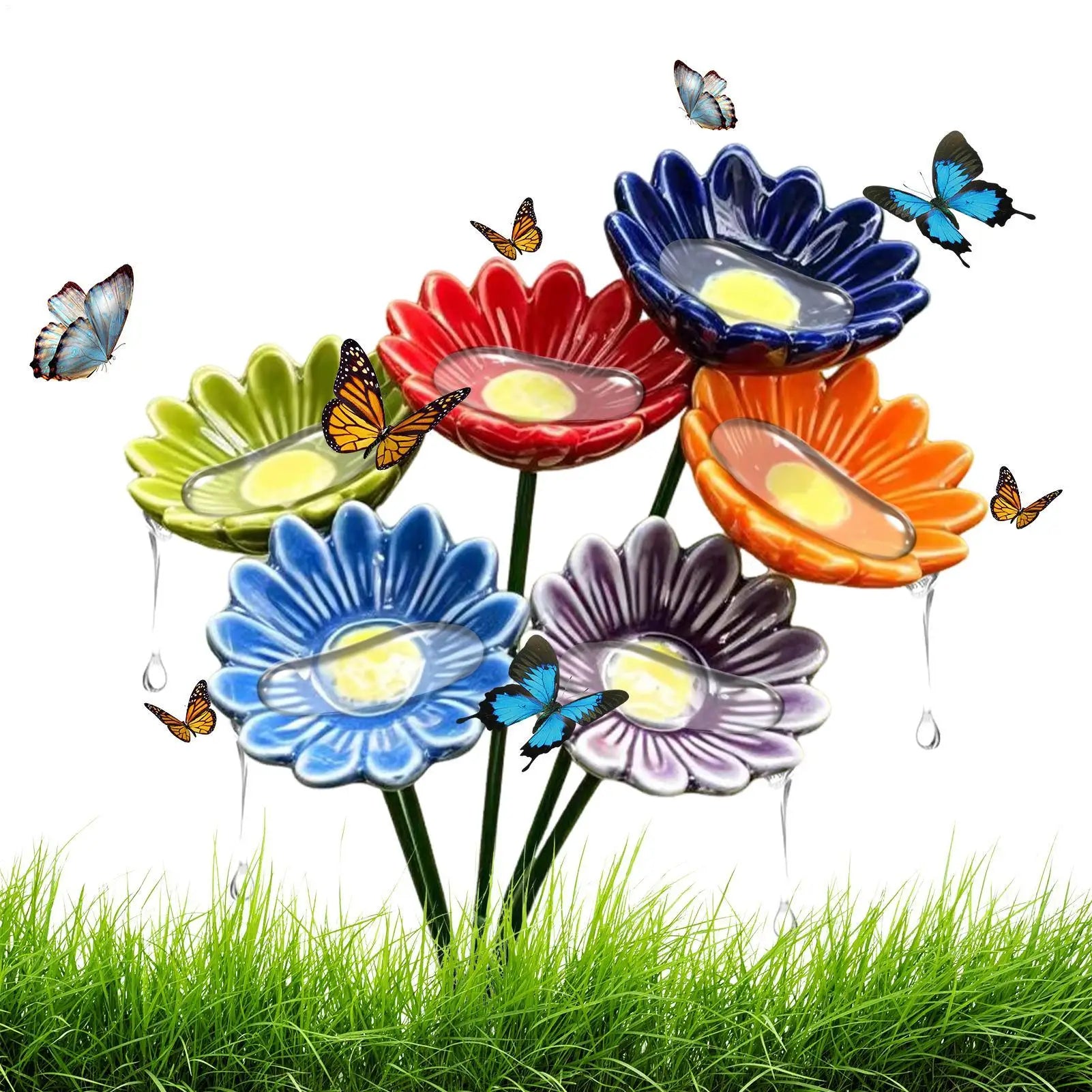 6Pcs ee Watering Cup Bee Watering Station Bee Garden Outdoor Butterfly Feeder Insect Watering Bee Ladder Outdoor Yard Decoration