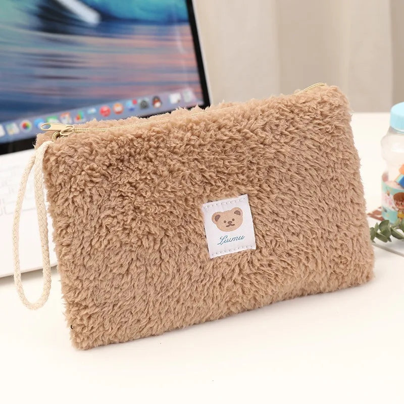 Large Plush Travel Makeup Bag & Cosmetic Organizer Pouch