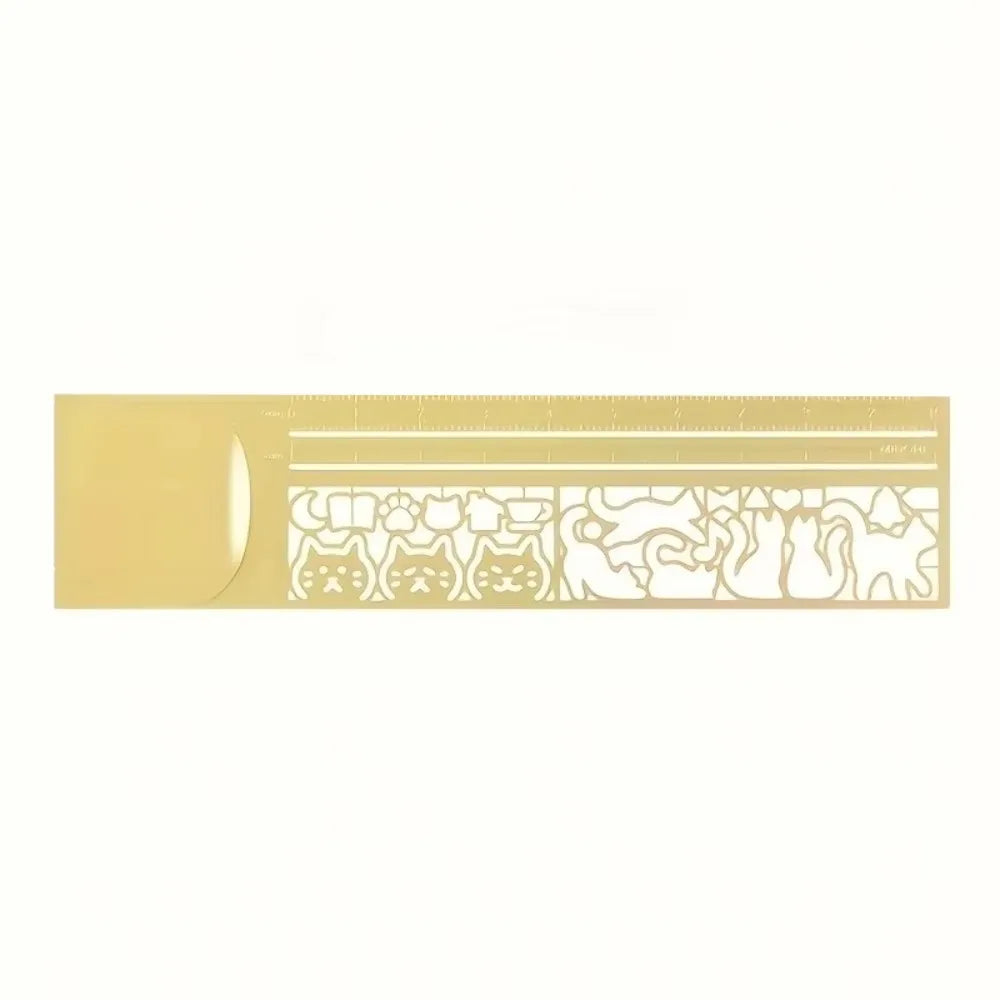 1pc Cute Cat Pattern Double-Sided Bookmark Ruler Precise Stationery for Diary Planning Book Note Taking-Creative Stationery Tool Oasis Select Gold
