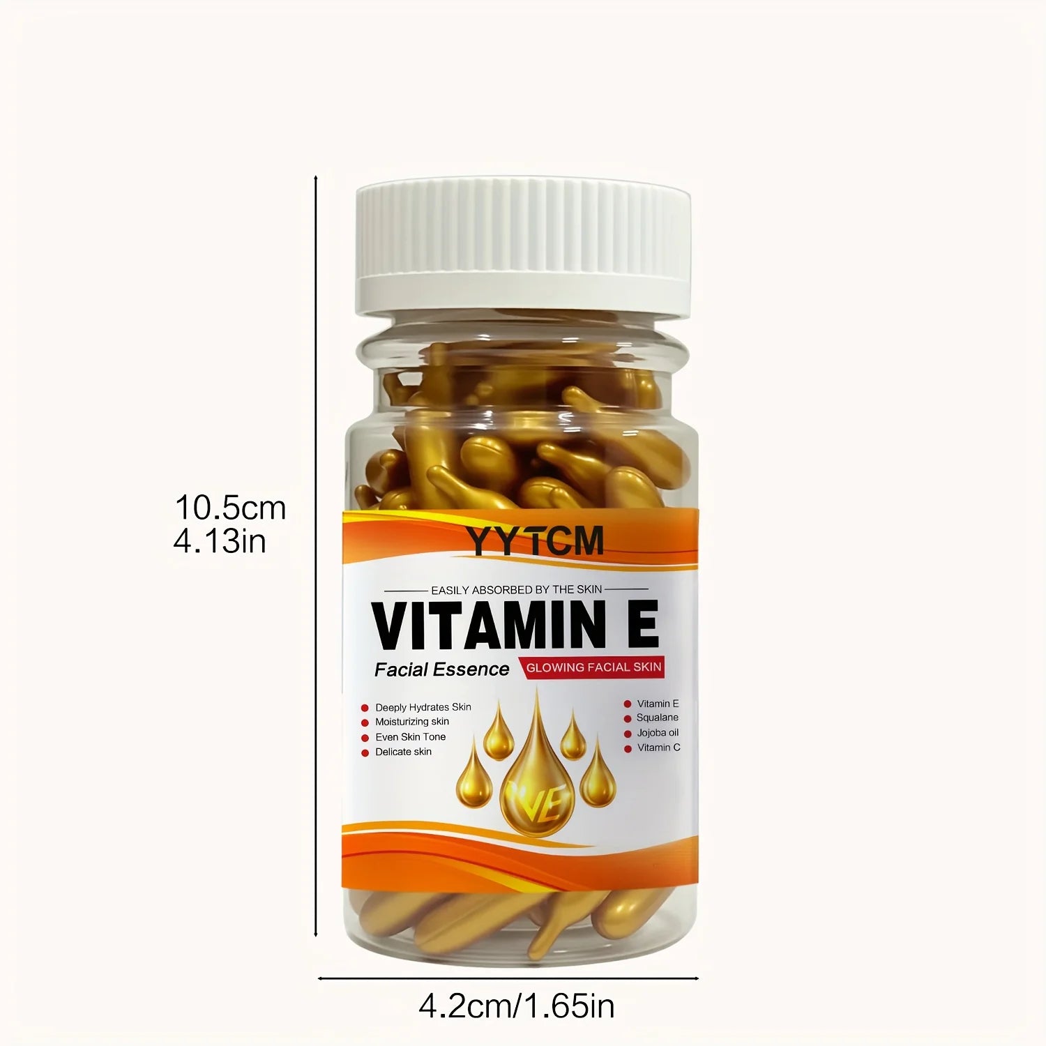 Vitamin E Deep Moisturizing Capsule Essence, Hydrates and Smooths Skin, Contains Plant-Based Squalane, Vitamin C, Deep Moisturizing and Brightening Skin Essence (0.4Gx90 Capsules)/Bottle-1 Bottle Oasis Select