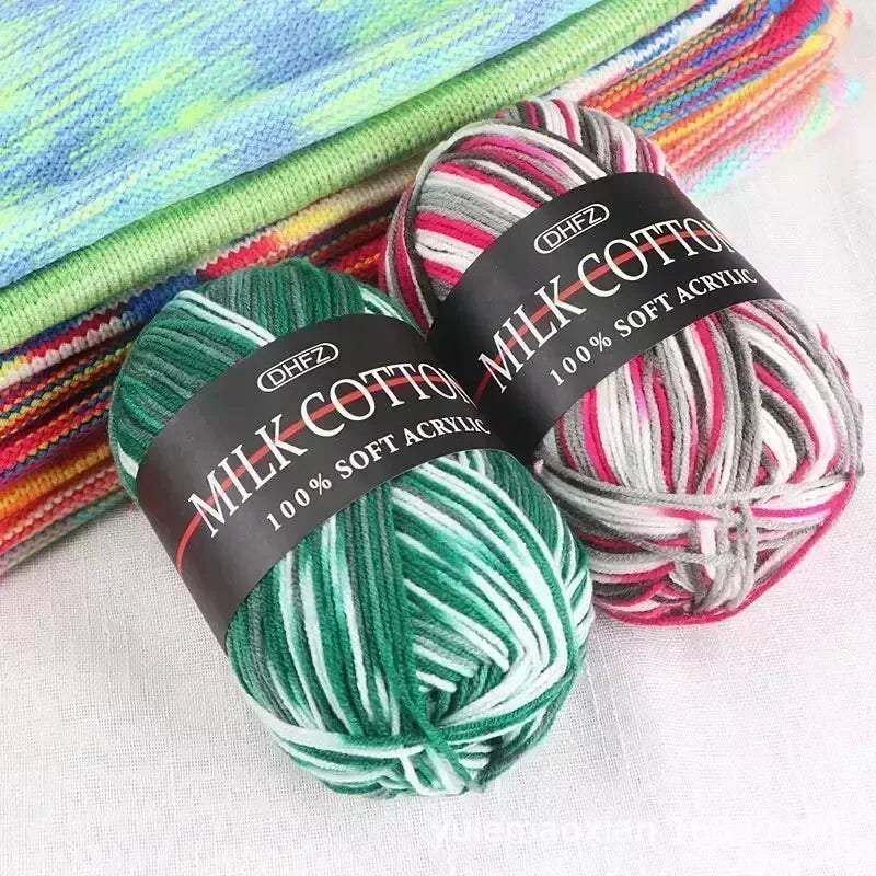 3 Strand Gradient Dyed Milk Cotton Yarn Soft Knitting Material Balls For Handmade Sweater Crochet And DIY Woven Craft Projects Oasis Select