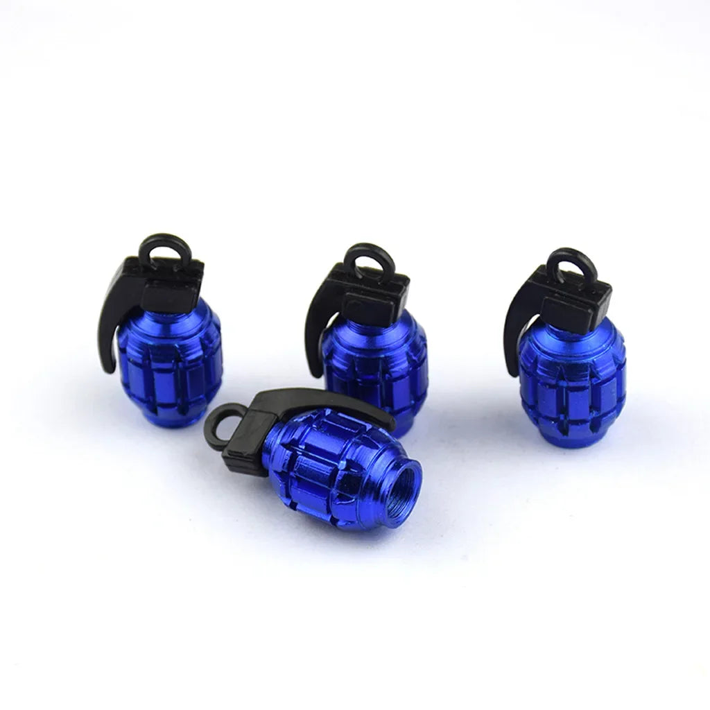 Grenade Tire Valve Caps for Car Motorcycle Bike Aluminum Valve Stem Caps for American Valves Car-styling Parts Accessories Oasis Select Blue