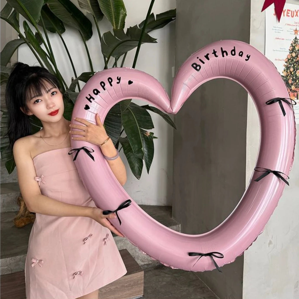 40 inch Pink Red Heart Balloon with Bow for Romantic Confession Photo Prop Birthday Valentines Day Party Wedding Decor Oasis Select