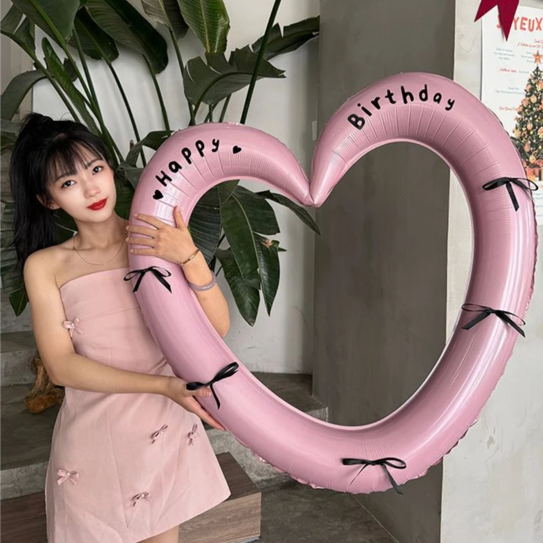 40 inch Pink Red Heart Balloon with Bow for Romantic Confession Photo Prop Birthday Valentines Day Party Wedding Decor Oasis Select