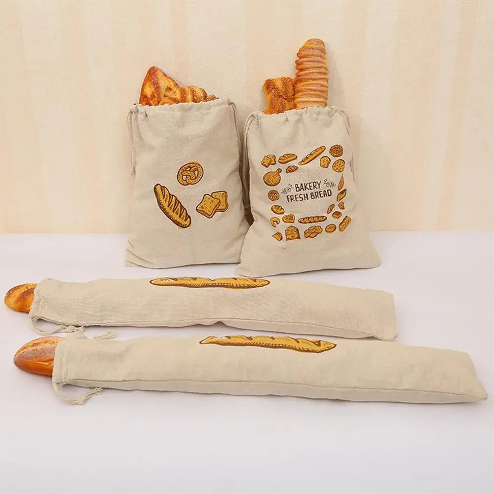 Reusable Drawstring Linen Bread Bags Large Washable Storage Food Accessories Home Unbleached Kitchen Organizer Oasis Select