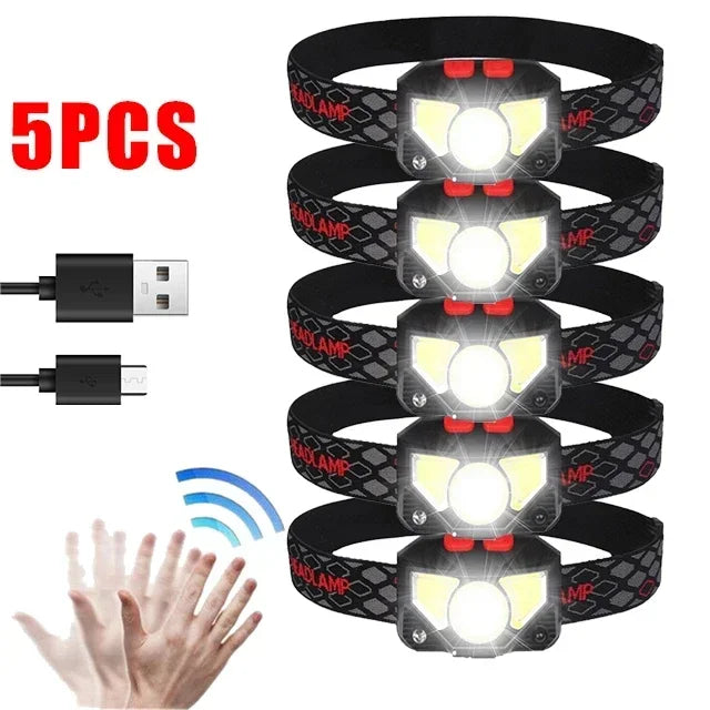 LED Sensor Headlamp USB Rechargeable – 500LM 6 Modes IPX4