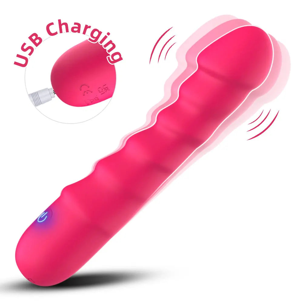 20 Modes Vibrator Soft Silicone Dildo Realistic Penis Strong Motor G-spot Clitoral Stimulator Female Masturbator Adult Sex Toys Oasis Select red-usb