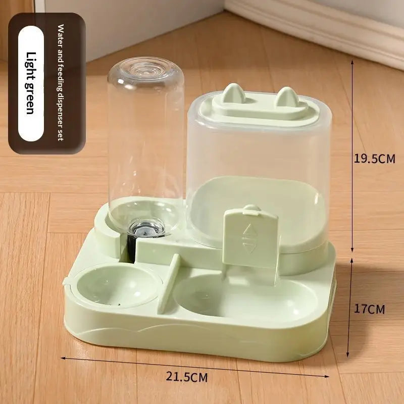 2-in-1 Large Pet Feeder Water Dispenser Dry Wet Separation Durable Plastic Transparent No Battery For Cats Dogs Travel Oasis Select B