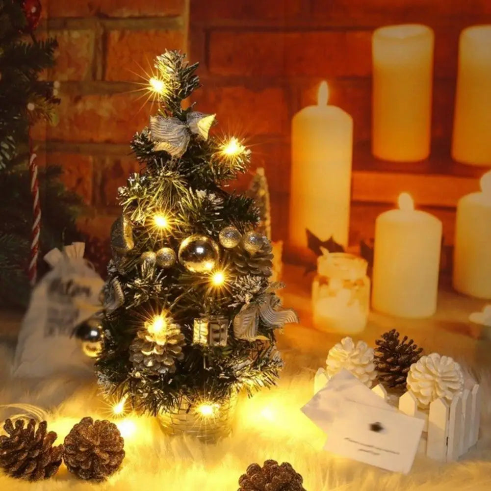 40CM LED Christmas Tree Nightlight LED Light Pine Needle Tree Mini Xmas Tree Christmas Decoration Desktop Ornament New Year Gift Oasis Select