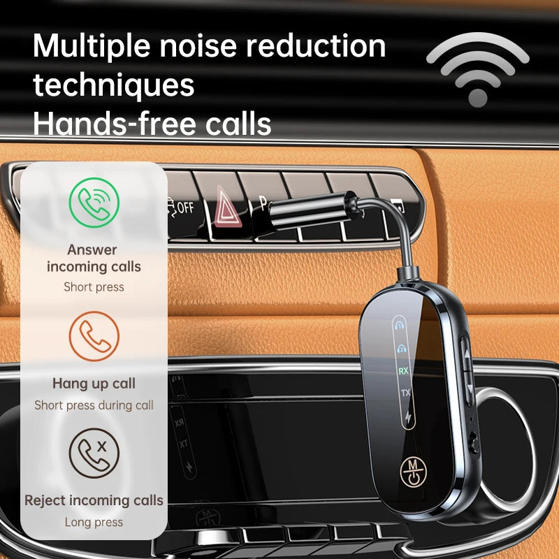 2 In 1 Bluetooth 5.4 Transmitter Receiver Stereo 3.5mm AUX Airplane Audio Wireless Adapter Mic for TV PC Headphone Car Aircraft Oasis Select