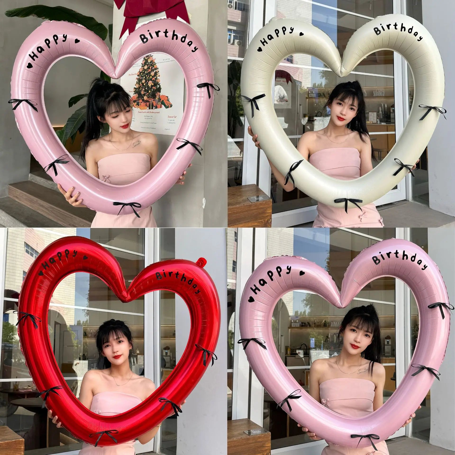 40 inch Pink Red Heart Balloon with Bow for Romantic Confession Photo Prop Birthday Valentines Day Party Wedding Decor Oasis Select