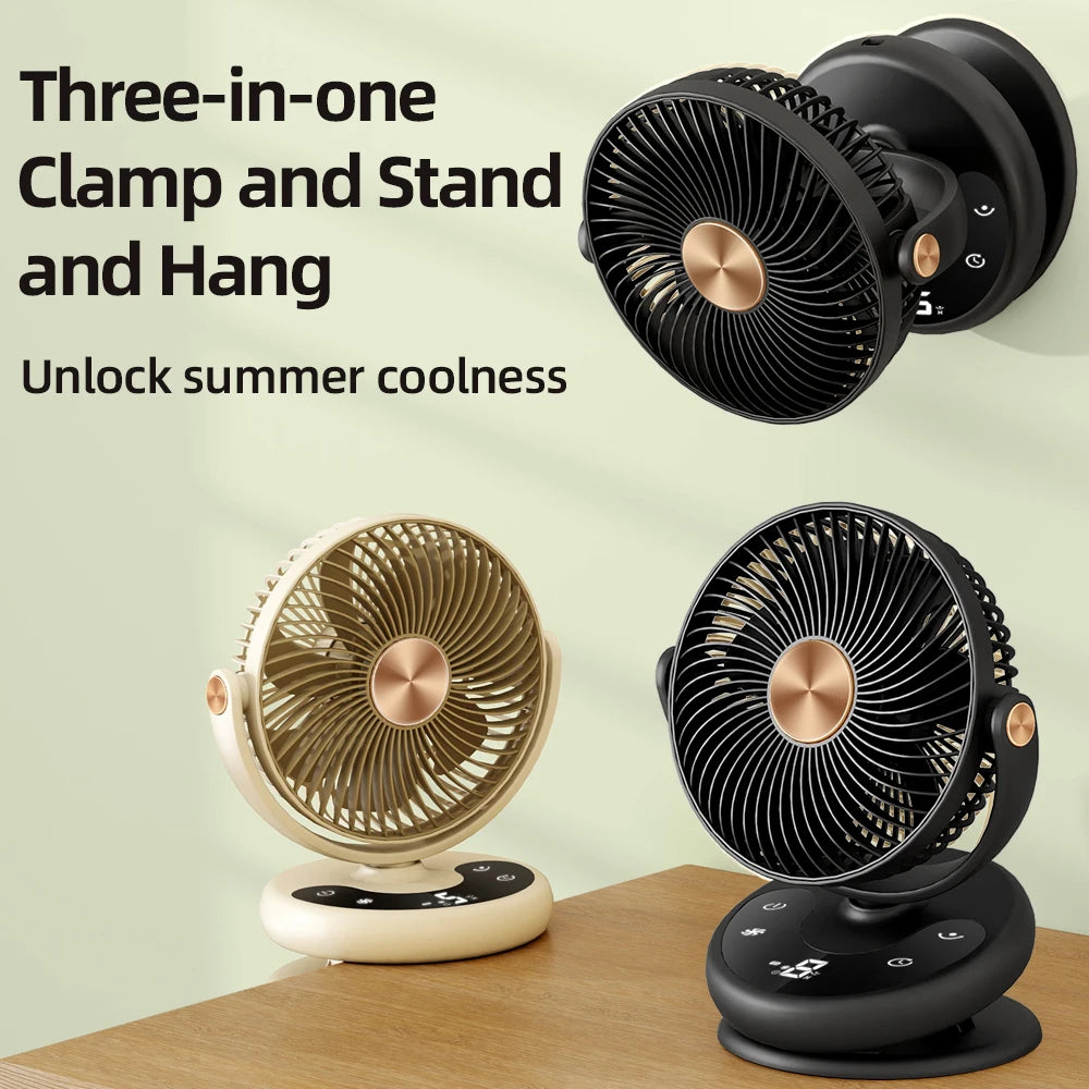 USB Oscillating Desktop Fan – 4-Speed, Timer, Clip & Desk