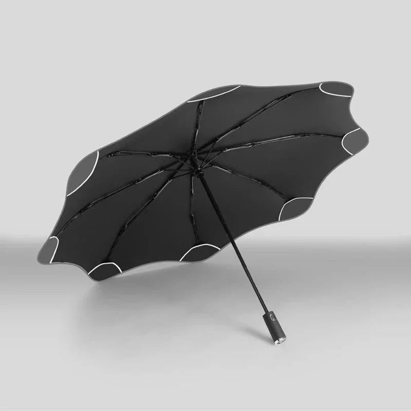 Creative Three Fold Automatic Round Corner Reflective Umbrella Wrapped Edge Sunny Rain Dual Use Vinyl Umbrella Oasis Select