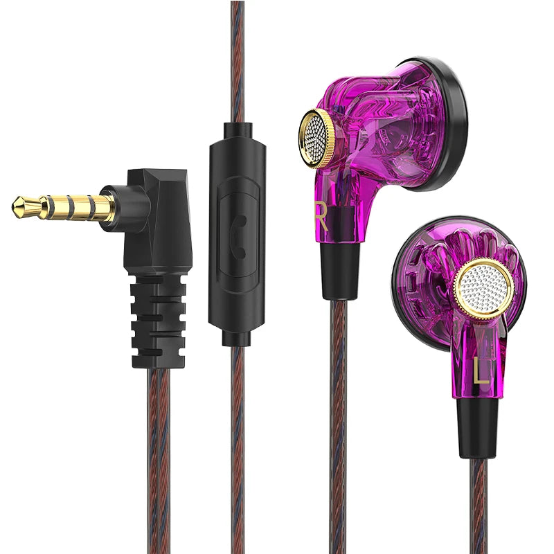 Original QKZ-MDR Wired Earphone HIFI Stereo Flat Headset With HD MIC 3.5mm AUX In-Ear Music Game Sports Headphones Oasis Select Purple