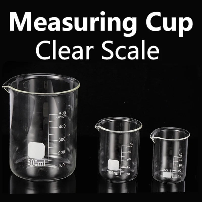 50/1000ML 2PCS Glass Measuring Cup Durable Clear Scale Jugs Heat-resisting Laboratory Beaker Kitchen Baking Liquid Container Oasis Select