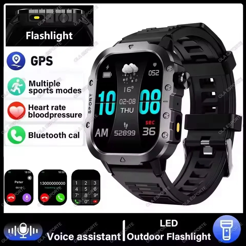 2026 New Rugged Military GPS Smart Watch Men Bluetooth Call Health Monitoring Sports 5ATM Waterproof Smartwatches Man Pk HW12 Oasis Select NEW-Black