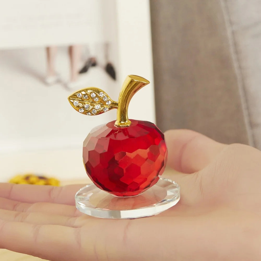 3D Crystal Apple Ornament Diamond Apple Craft Souvenir Home Living Room Desktop Decoration Car Ornaments Fruit Figurines Gift Oasis Select