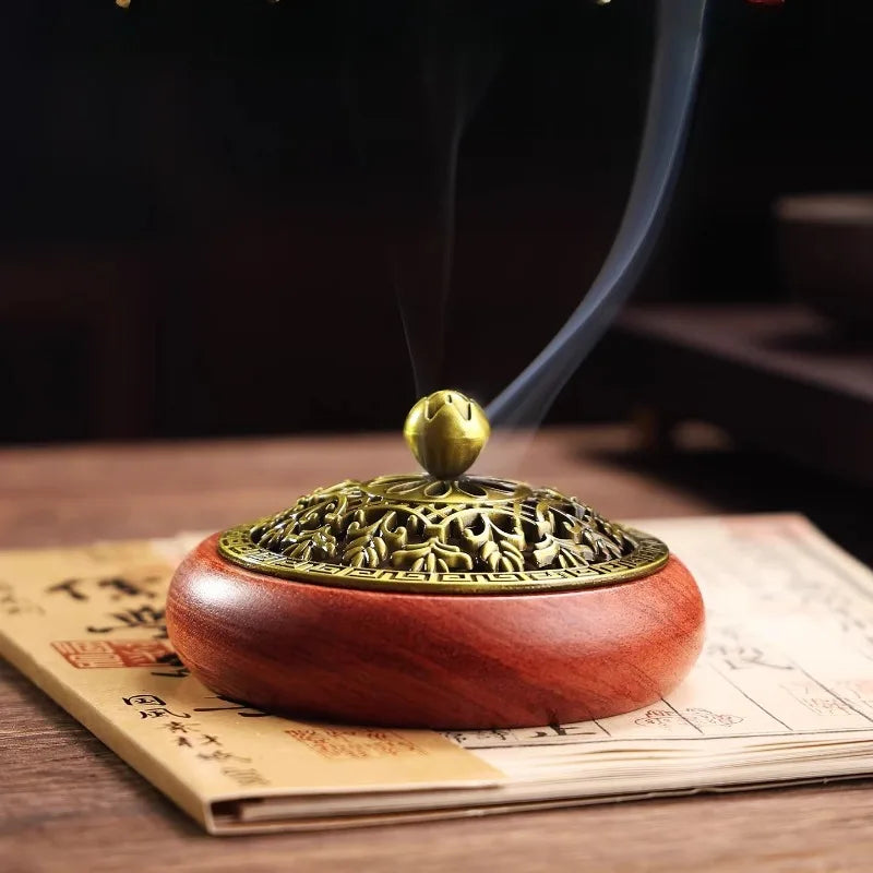 Pear Wood Household Indoor Incense Offering Tea Ceremony Ash Tray High-end Chinese Style Incense Burner Home Furnishings Oasis Select