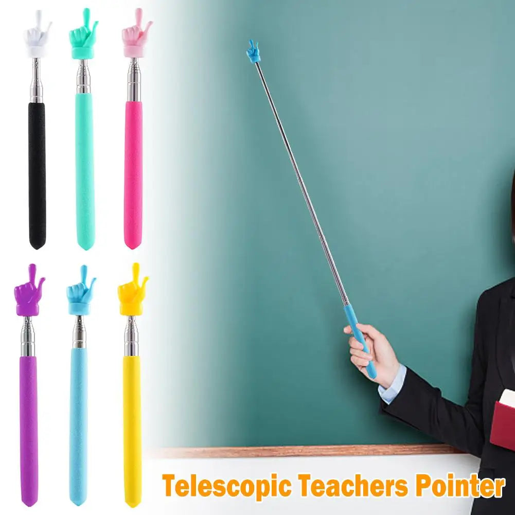 Retractable Teacher Pointer Finger Design StainlessSteel Telescopic School Teaching Pointer Stick Teacher Supplies for Classroom Oasis Select