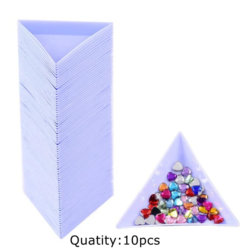 1/10Pcs Triangular Tray Boxes Tweezers for Rhinestone Diamond Stotrage Handmade Supplies Jewelry Display Organizer Accessories Oasis Select Blue