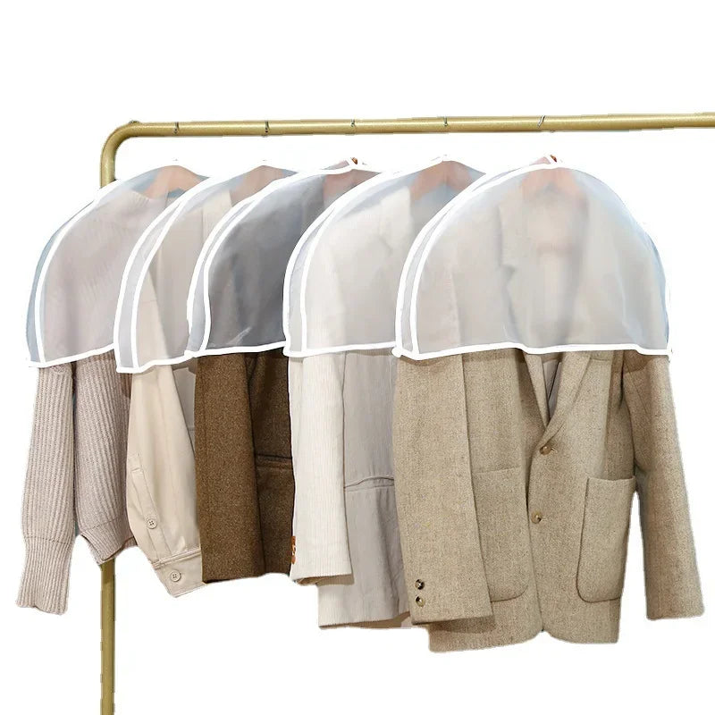 1-40PCS Semi-Package Clothes Dust Cover EVA Waterproof Transparent Suit Coat Storage Bag Short Wardrobe Hanging Clothes Cover Oasis Select