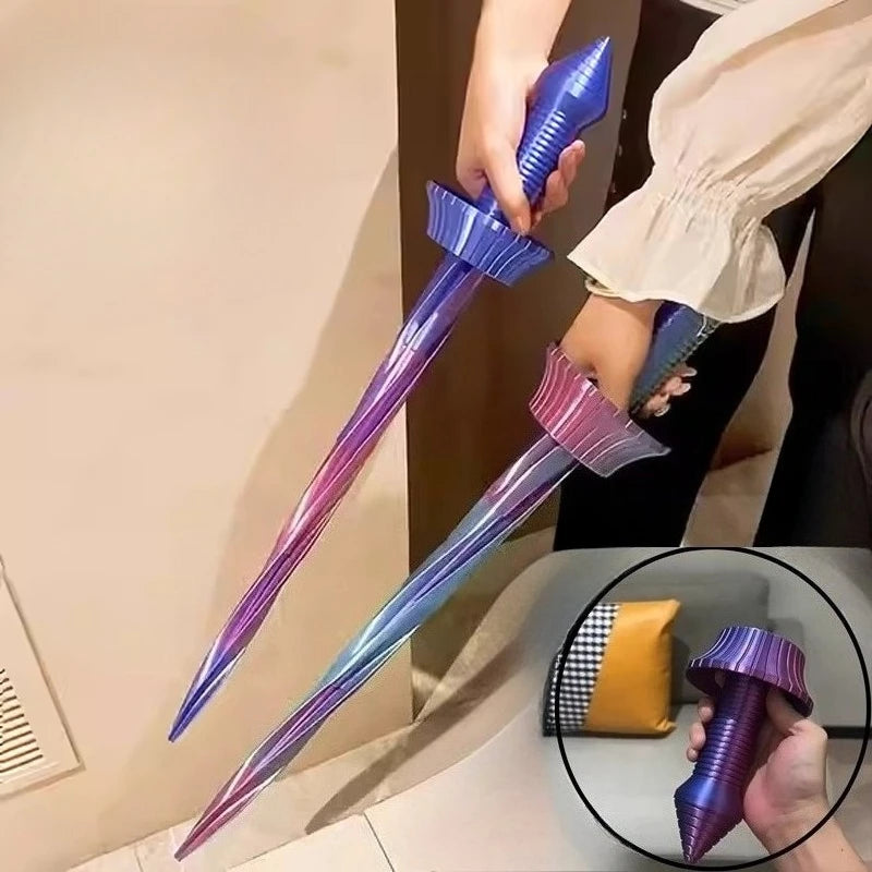 3D Printed Gravity Telescopic Sword Figurines Gravity Sword Creative Handmade Telescopic Toy Gift Model Art Trend Miniatures Oasis Select
