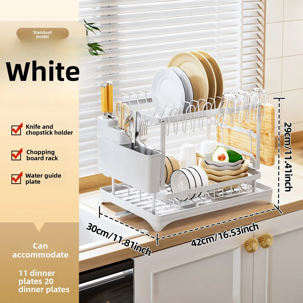 Kitchen Bowl Rack Drain Rack Household Shelf Multifunctional Dishes Storage Box Cupboard Oasis Select White standard