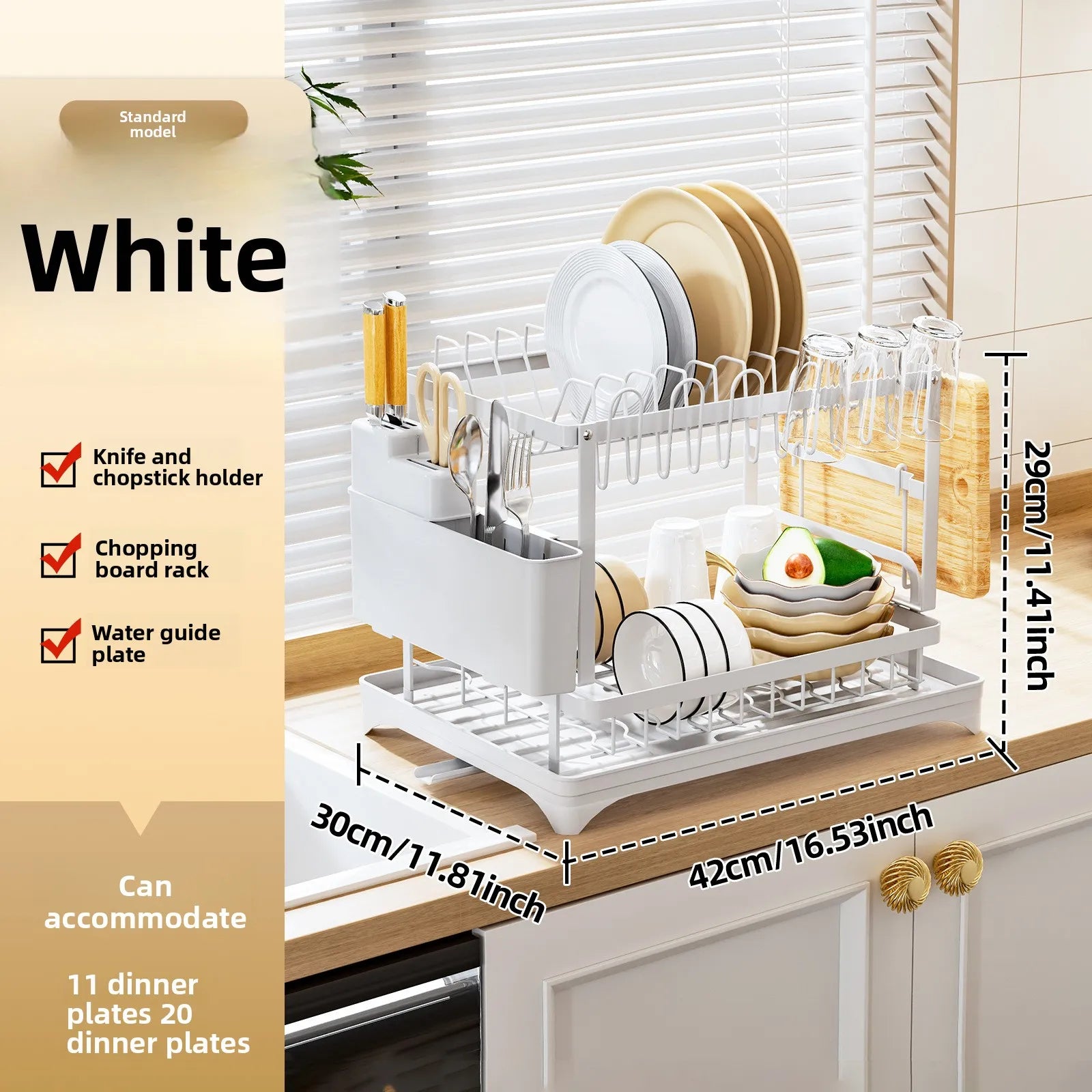 Kitchen Bowl Rack Drain Rack Household Shelf Multifunctional Dishes Storage Box Cupboard Oasis Select White standard