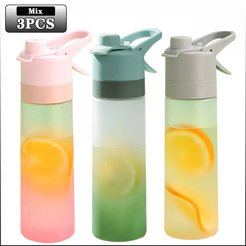 1-4PCS Large Capacity Spray Water Bottle with Straw Gradient Frosted Portable Outdoor Sports Travel Mist Sprayer Reusable Cup Oasis Select 650ML Mix-A-3PCS