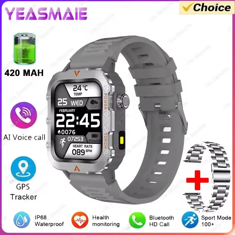 2025 New SmartWatch Men Militray Outdoor GPS Sport Watches Heart Rate Sleep Waterproof Smart Watch IOS Android Oasis Select Wh22Szstrap