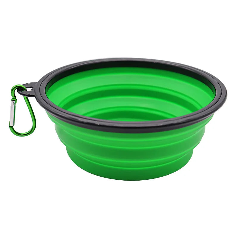 TPE dog bowl cat bowl wear-resistant and durable pet folding bowl travel outdoor drinking water feeding portable pet bowl Oasis Select green-1pcs 350ml