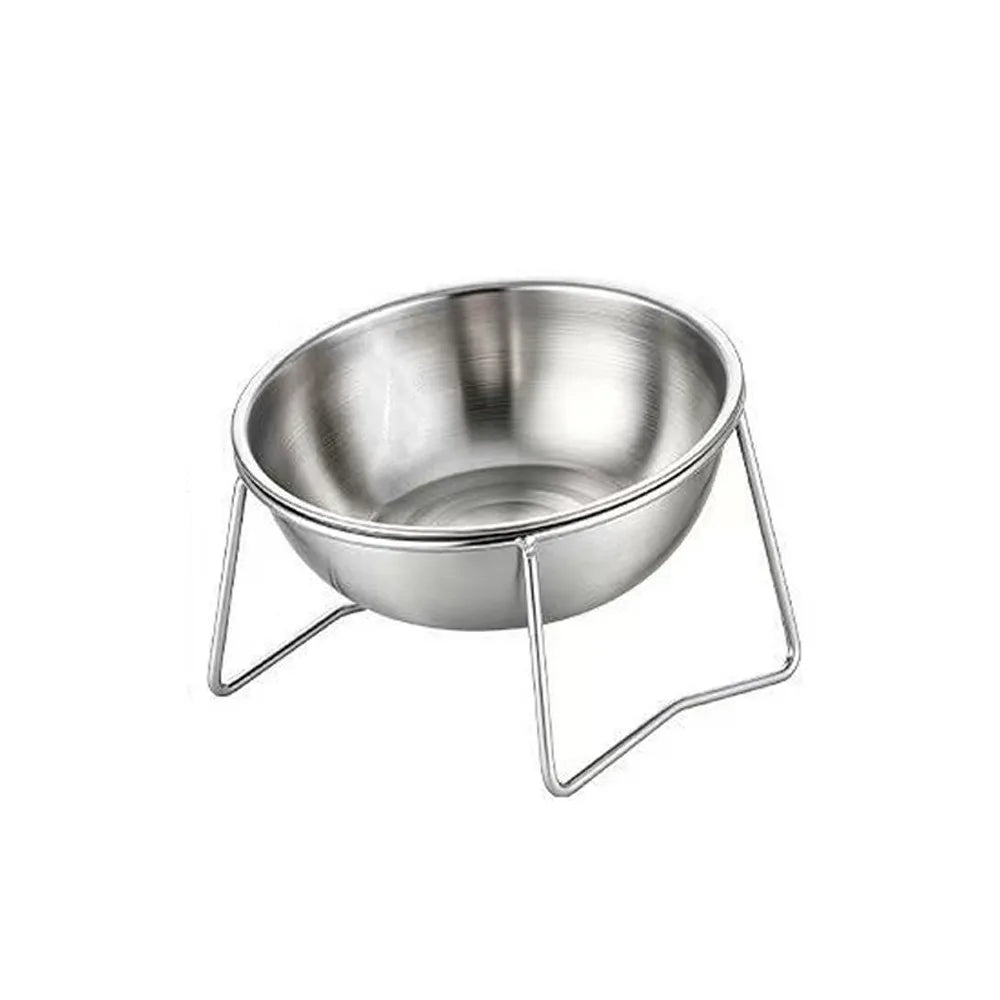 Elevated Stainless Steel Cat Double Bowl Set – Anti-Tip Raised