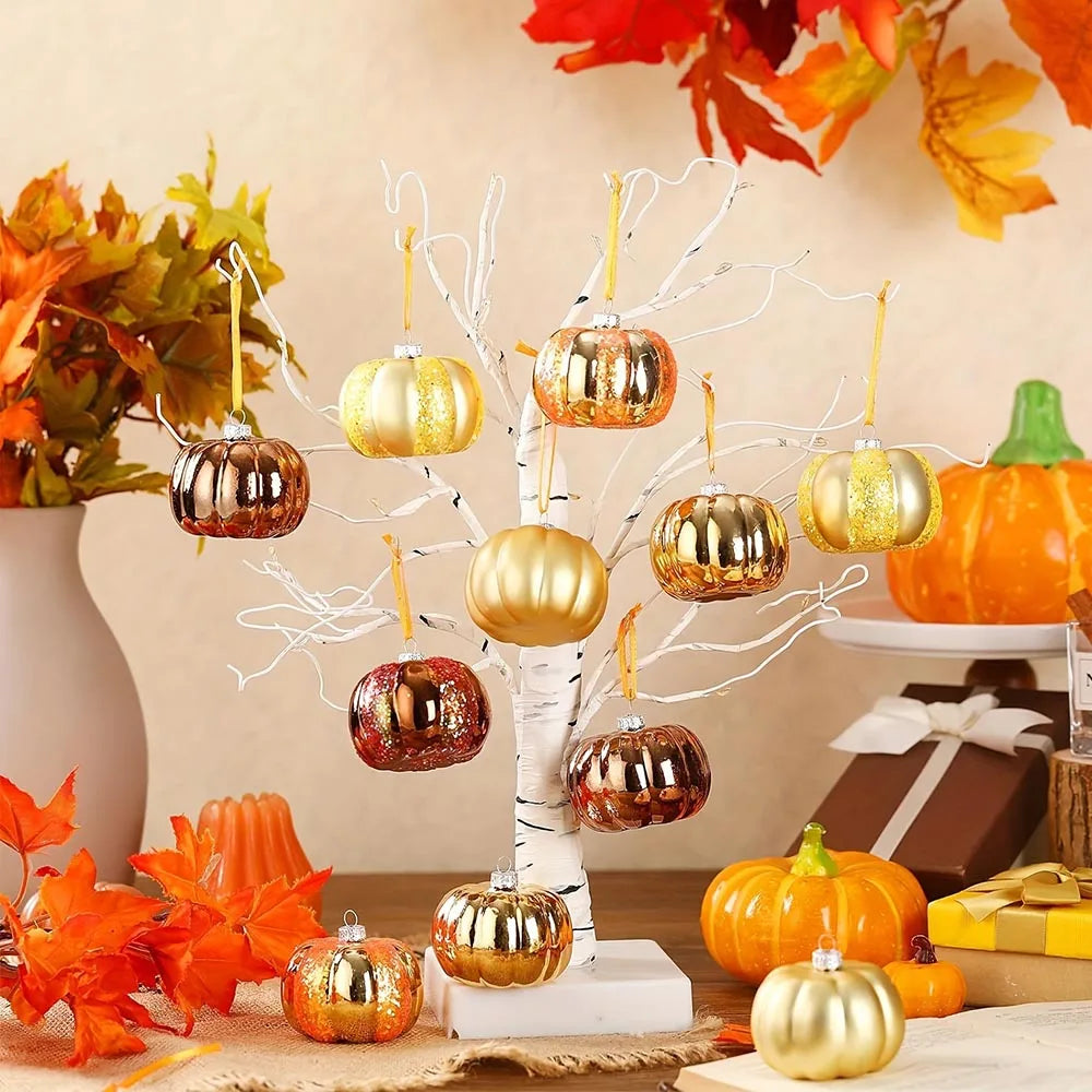 12pcs Halloween Hanging Ornaments Thanksgiving Pumpkin Ball Hanging Pendants DIY Christmas Tree Decoration Home Party Decors Oasis Select