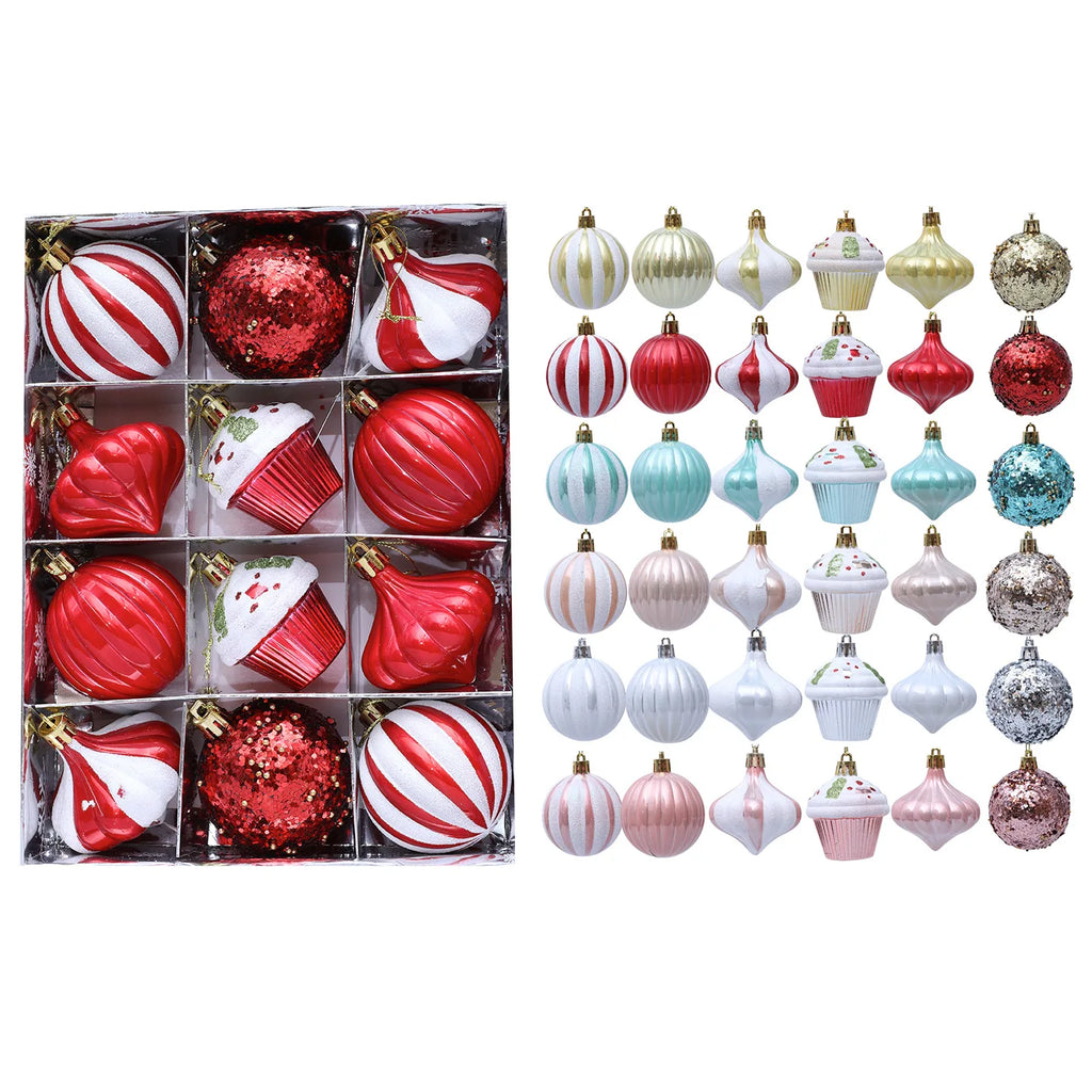 12 Pcs 2.4 Inch Christmas Ball Ornaments for Tree,Red and Green Glittering Hanging Bulbs Pendants for Christmas Tree Decorations Oasis Select