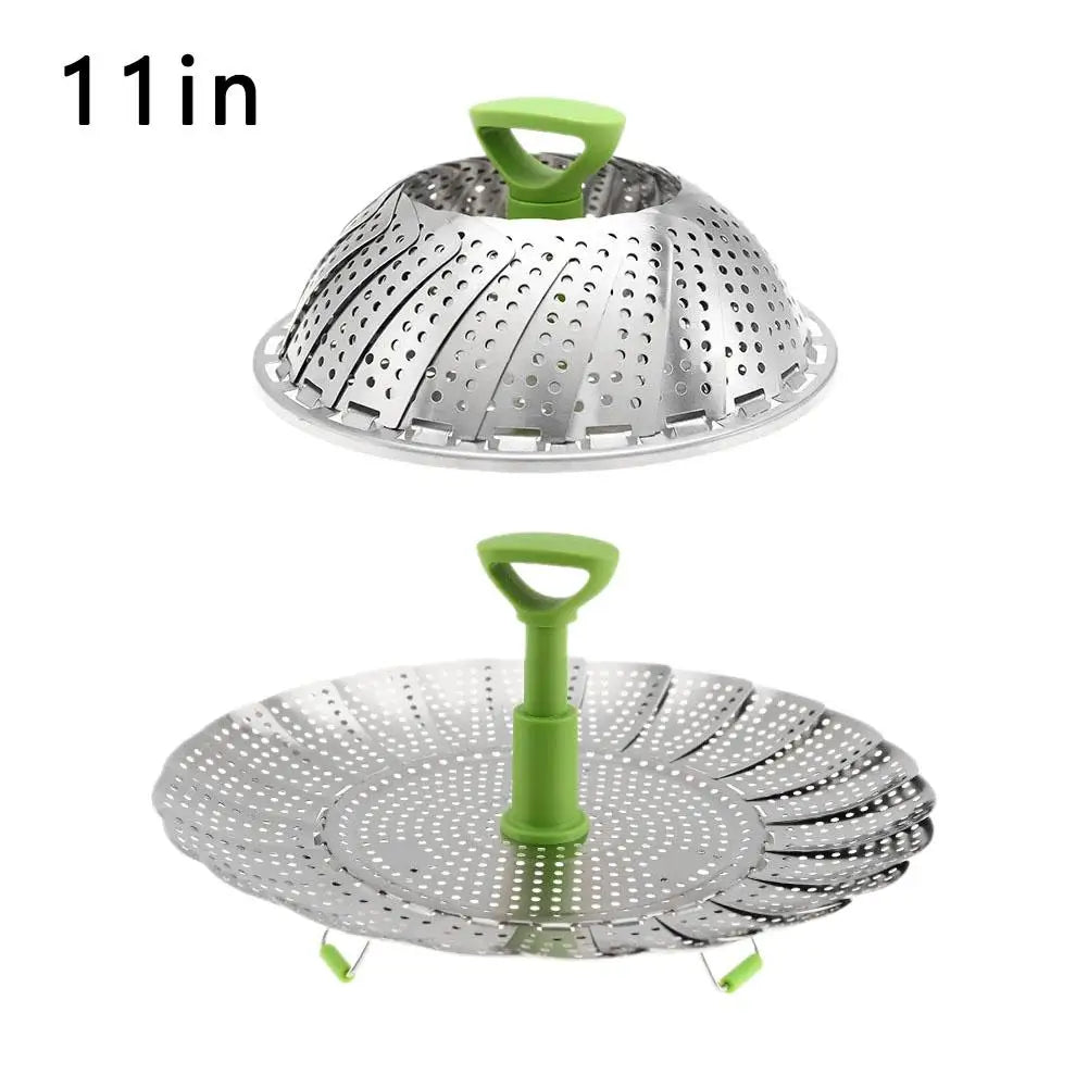 Stainless Steel Folding Steamer Basket Set – 9 & 11 Inch Steamer Basket Set Oasis Select 11inch