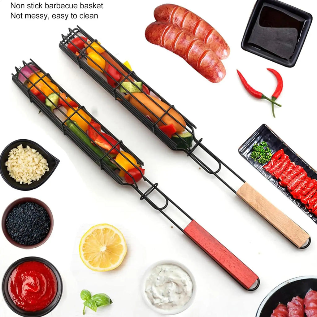 Portable Hot Dog Grill Basket 1pc Sausage Barbecue Net BBQ Tool Hot Dog Barbecue Rack Detachable Barbecue Net Clip BBQ Rack Oasis Select