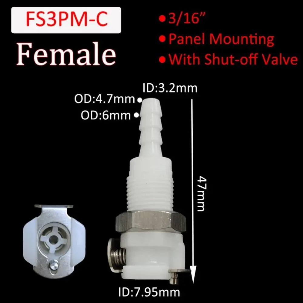 1Pc Disconnect Fitting Coupling Hose Joint Tube Connector Male Female Hose Barb Valved S-series 3/16 1/4 Quick Coupler Oasis Select FS3PM-C