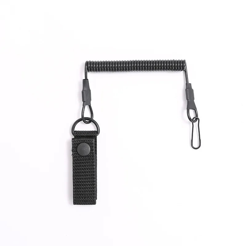 Tactical Anti-lost Elastic Lanyard Anti-theft Anti-cut Military Spring Seat Belt Gun Rope Key Ring Flashlight Accessories Oasis Select