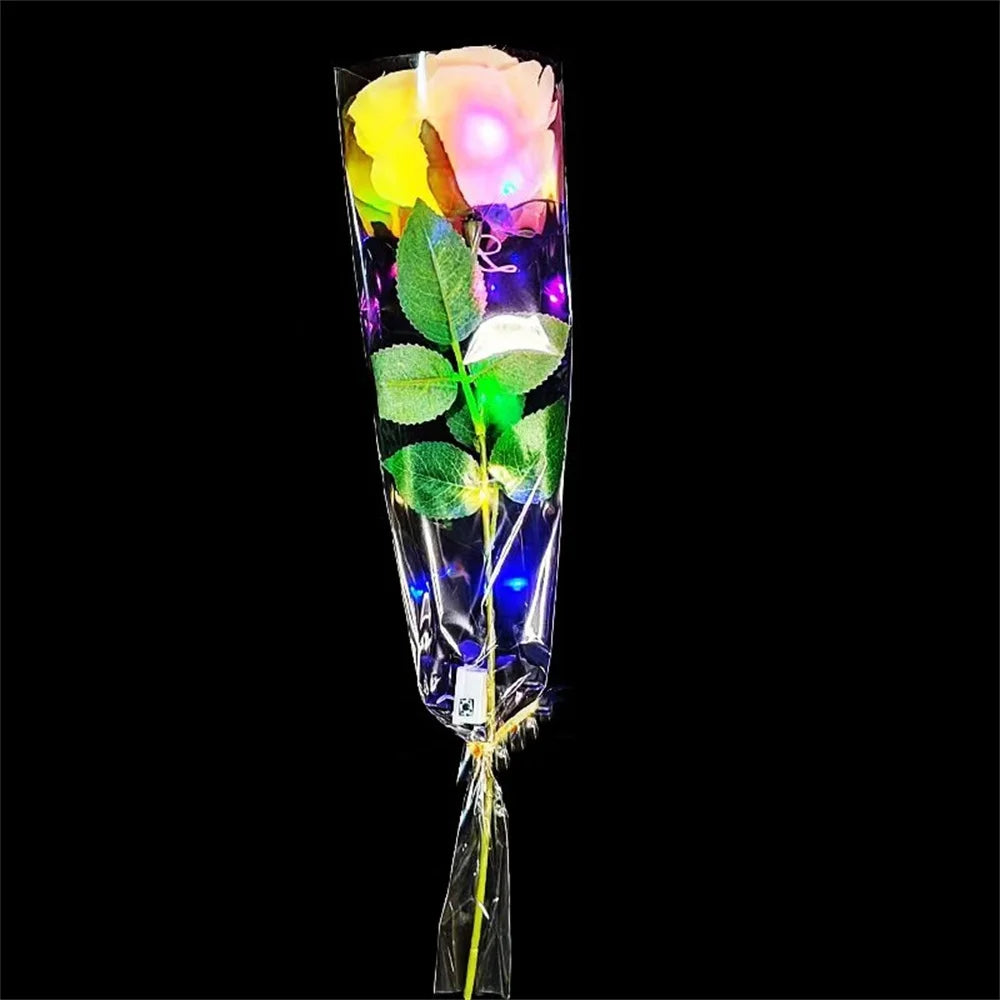 LED Glowing Rose Simulation Flower With String Lights For Christmas Anniversary Birthday Valentine's Day Gift Artificial Flower Oasis Select Champagne