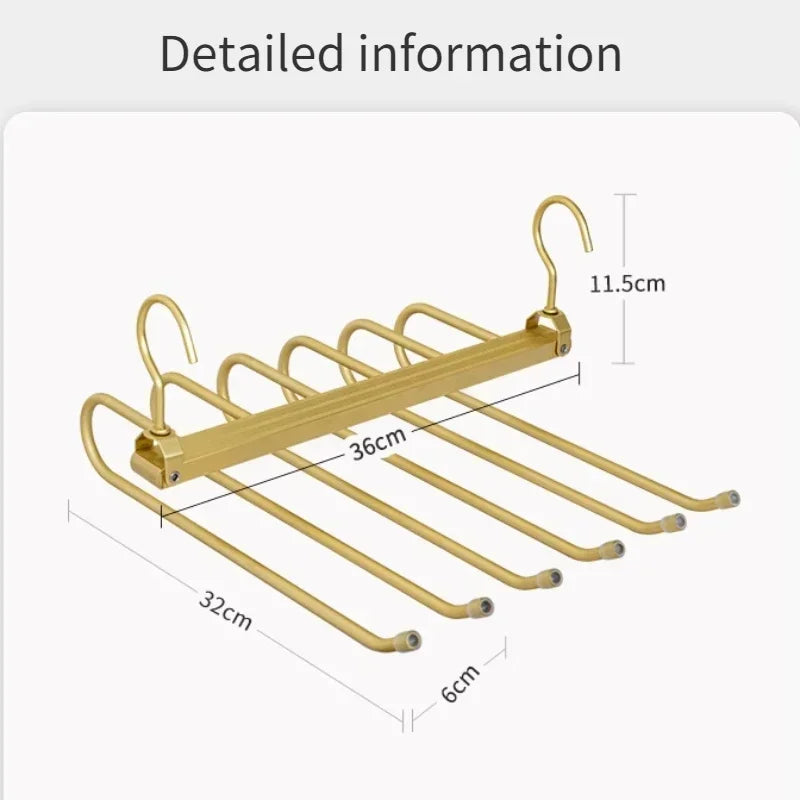 Multi-functional 6 in 1 Pants Hanger for Clothes Rack Adjustable Closet Organizer Trouser Storage Rack Pants Tie Storage Shelf Oasis Select