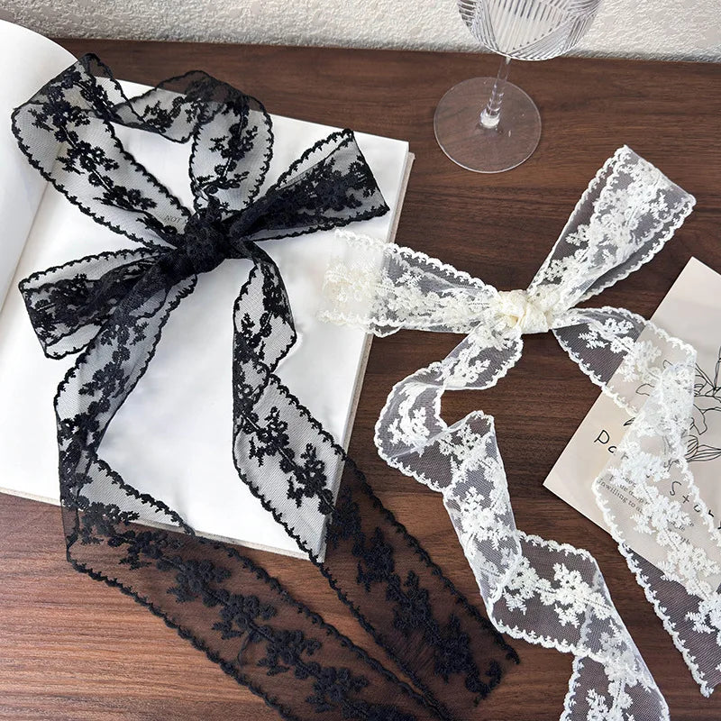 Korean Version of Ins Retro Lace Long Silk Scarf Female Personality with Decorative Streamers Multi-functional Belt Ribbon Oasis Select