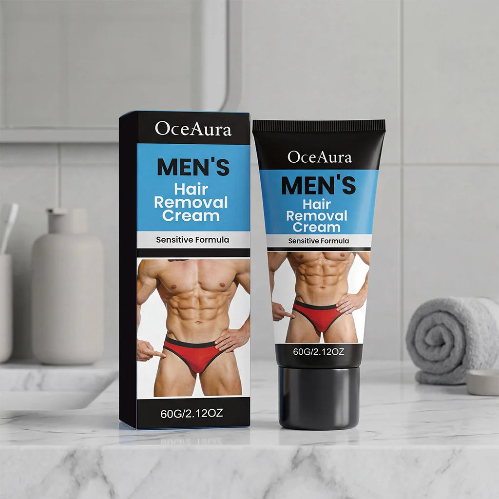 OceAura Men's Painless Hair Removal Cream – Body & Bikini Hair Removal Cream Oasis Select